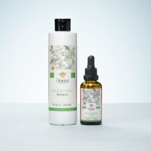 КОМПЛЕКТ ЗА СТИМУЛИРАНЕ НА РАСТЕЖА - серум за скалп и коса 50 мл., регенериращ шампоан 250 мл.